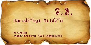 Harsányi Milán névjegykártya